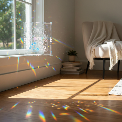 Mushroom Rainbow Prism Suncatcher Window Sticker