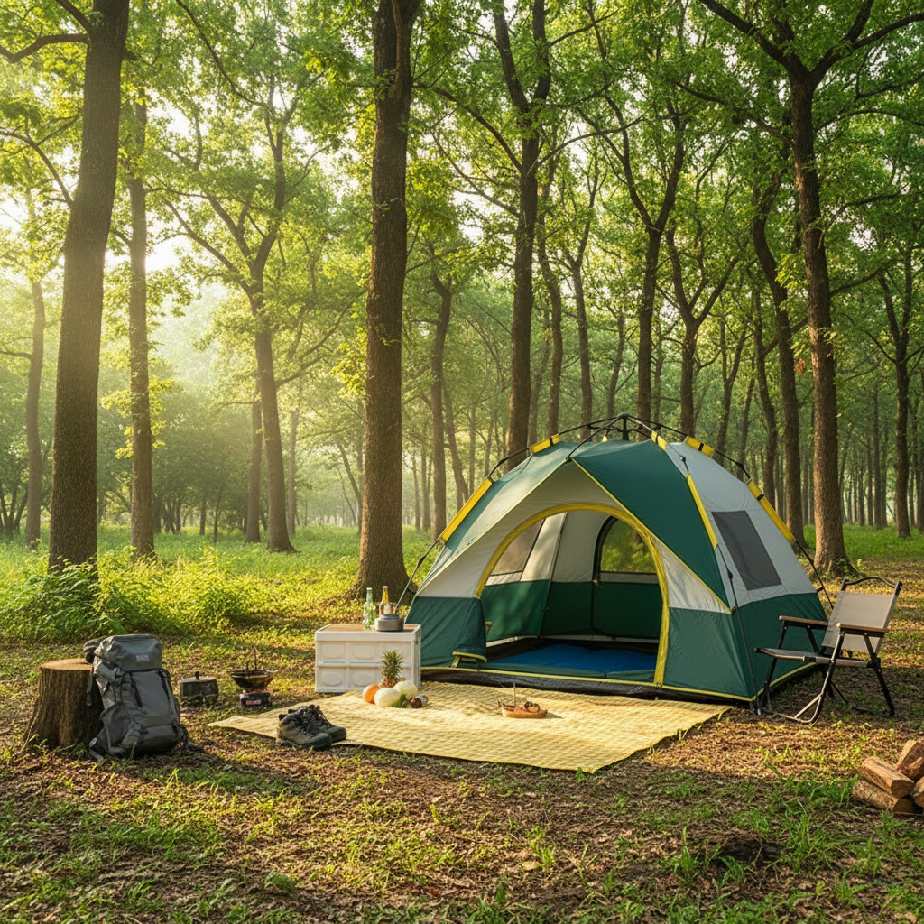 Automatic Pop-Up Camping Tent, Double and 3 to 4 Person