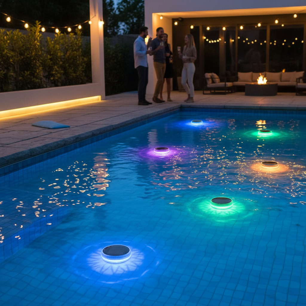 Solar Floating Pool Lights, 2 Pack with Remote, IPX7