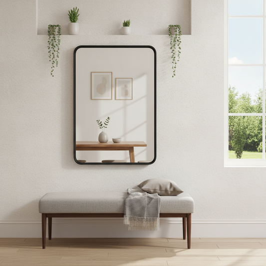 Black Metal Frame Wall Mirror, 22 x 30 or 24 x 36 in