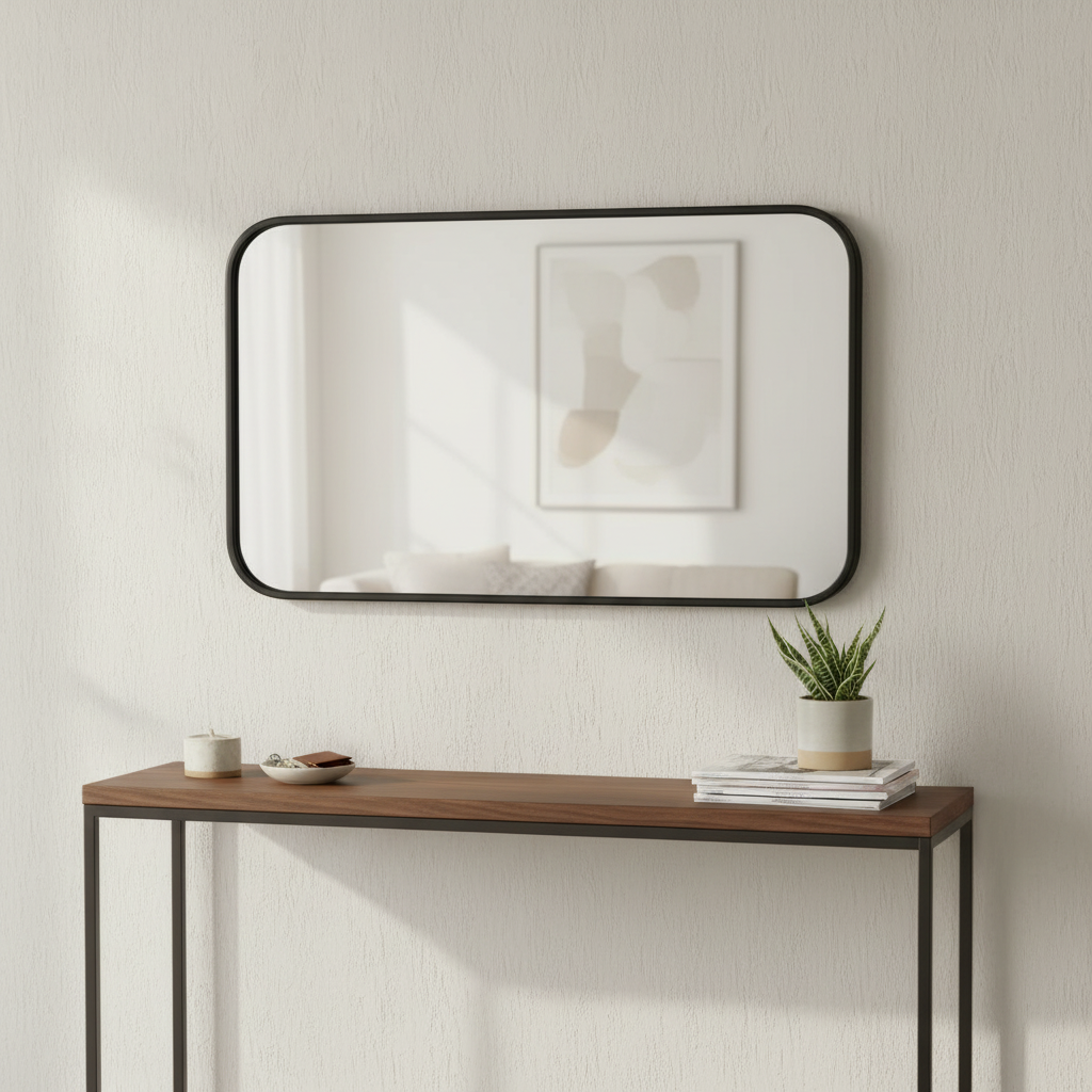 Rectangular Metal Frame Wall Mirror, Black or Gold, 5 Sizes