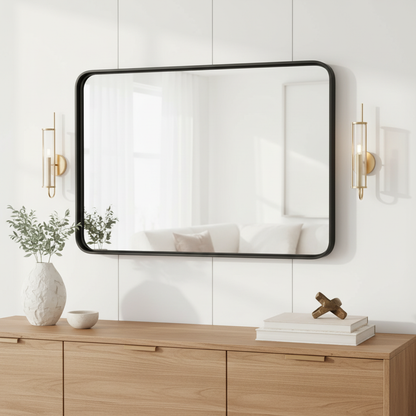 Large Rectangular Metal Frame Wall Mirror, up to 32 x 48 in