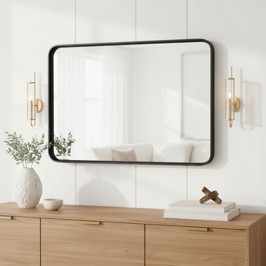 Large Rectangular Metal Frame Wall Mirror, up to 32 x 48 in