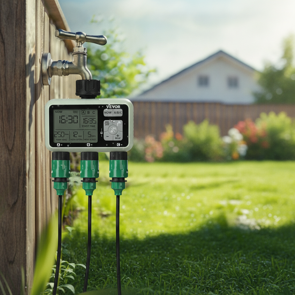 3 Outlet Hose Water Timer with LCD Display, Green