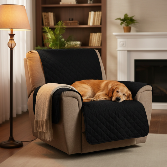 Water-Repellent Recliner Cover for Pets, Black, 1 Seater