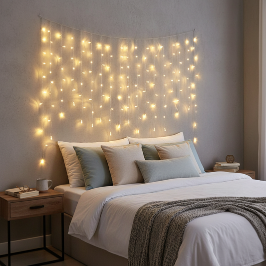 Warm White LED Icicle Curtain String Lights, 10 m, 400 LED