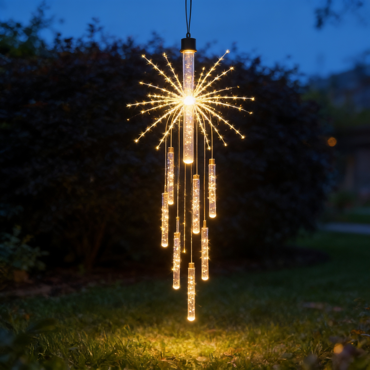 Solar Firework Lights, 112 LED Copper Wire Garden Stake, Remote