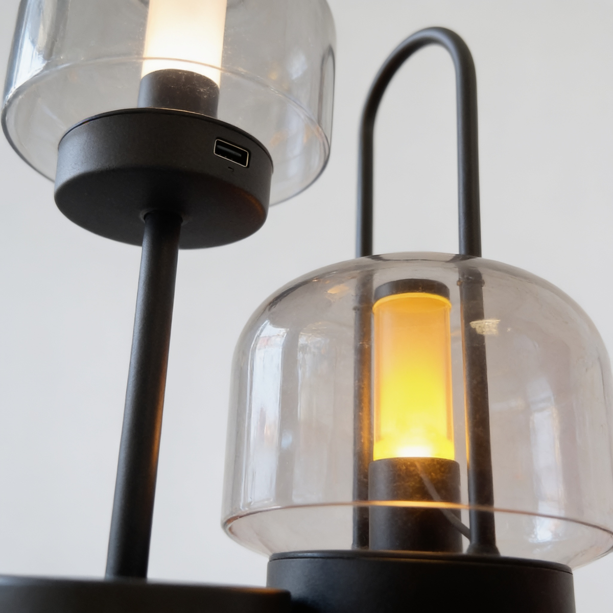 Retro Rechargeable Outdoor Lamp, Nordic Style, Black and White