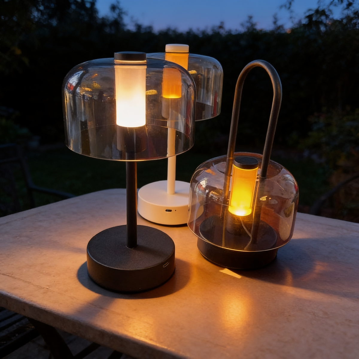 Retro Rechargeable Outdoor Lamp, Nordic Style, Black and White