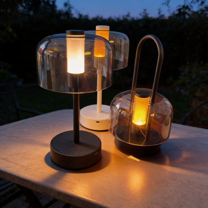 Retro Rechargeable Outdoor Lamp, Nordic Style, Black and White