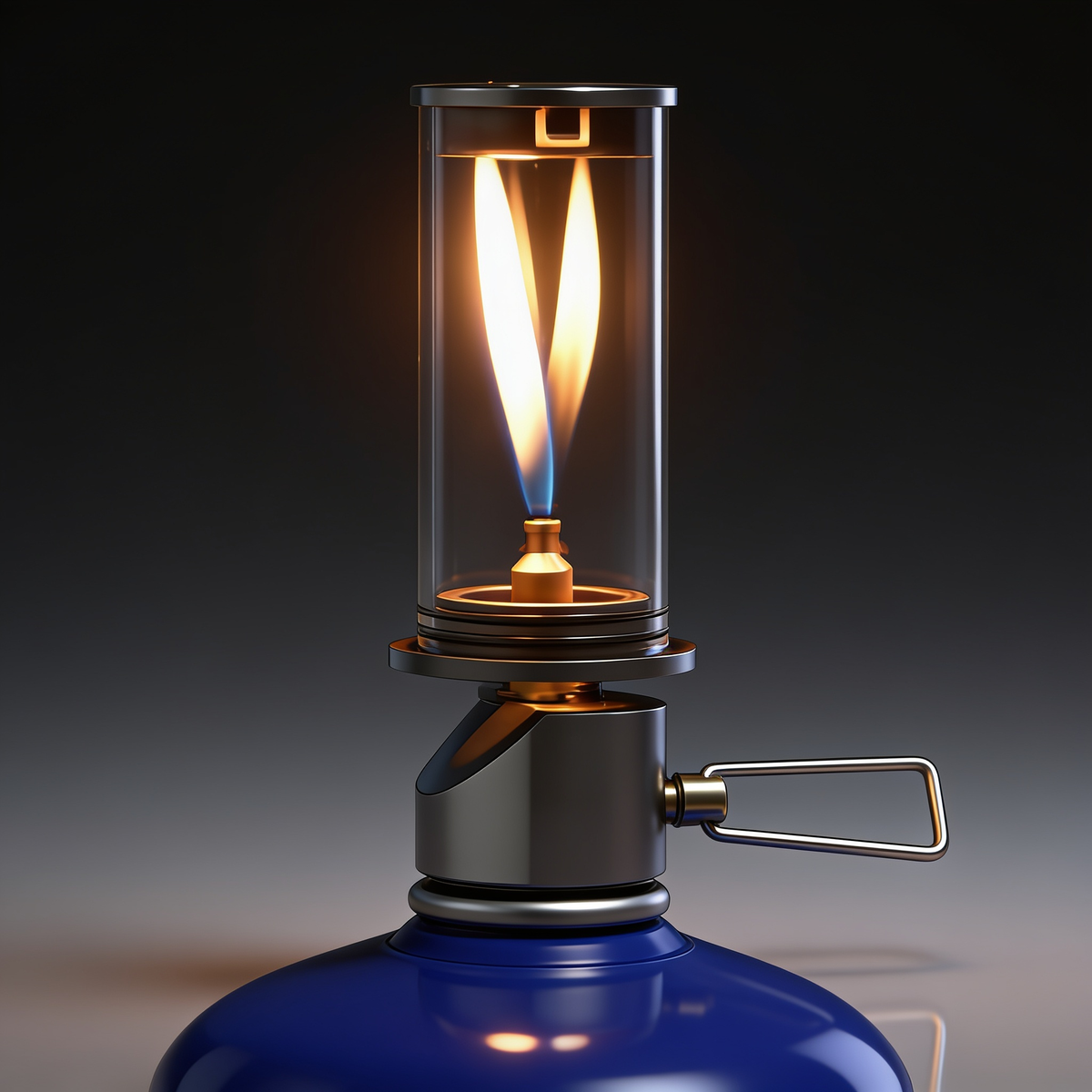 Butane Candle Lantern for Camping, Portable Gas Lamp, Glass Shade