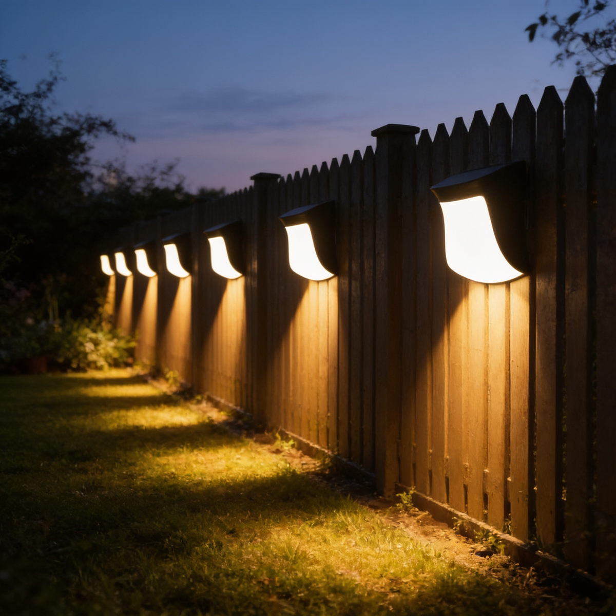 Solar Fence Lights, 4 Pack Outdoor Wall Lights, Warm or White Light