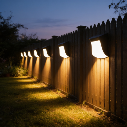 Solar Fence Lights, 4 Pack Outdoor Wall Lights, Warm or White Light