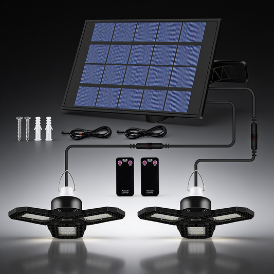 Solar Pendant Light with Sensor, Outdoor Hanging Light, 1 or 2 Heads