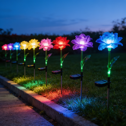 Solar Violet Flower Garden Stake Light, LED Lawn Light, 5 Colors
