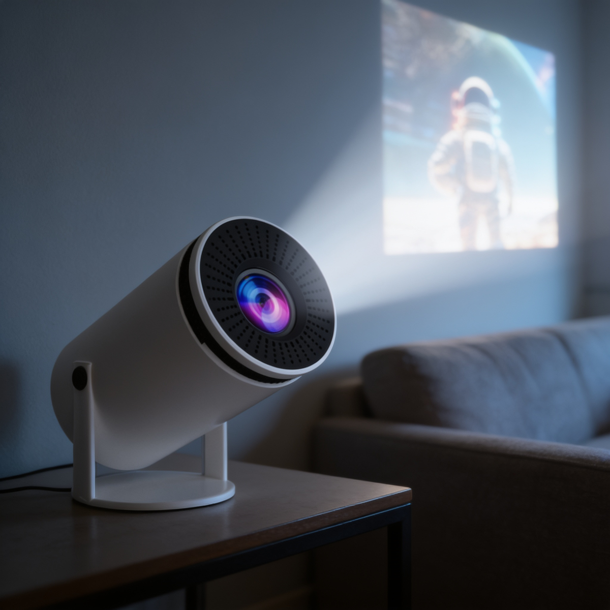 Home Projector, 720p HD, 120 ANSI Lumens, Remote Included, White