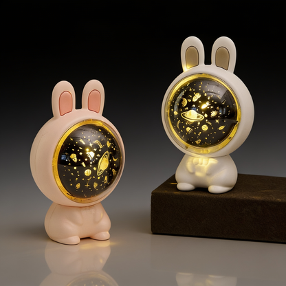 Rabbit Star Projector Night Light, USB Rechargeable, Pink or White