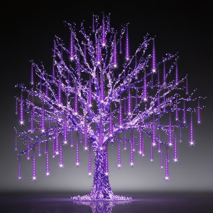 Purple Meteor Shower Lights, 192 LED Falling Rain Lights, IP65