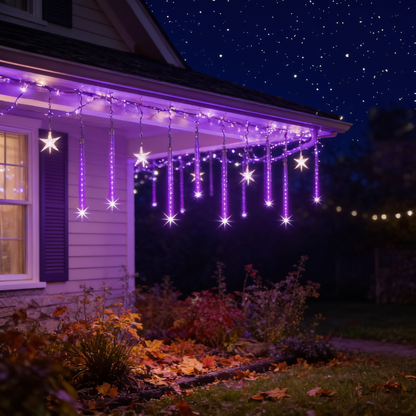 Purple Meteor Shower Lights, 192 LED Falling Rain Lights, IP65