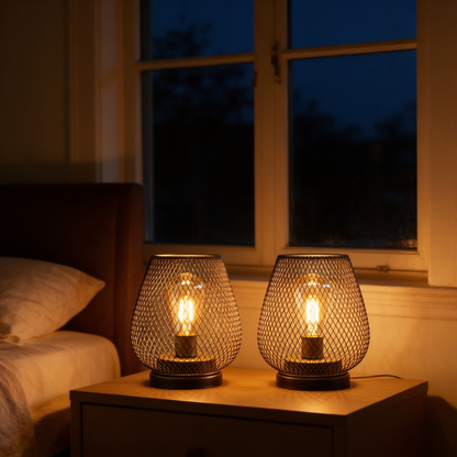 Decorative Metal Mesh Table Lamp, Warm White LED, 1 W, 6.7 in