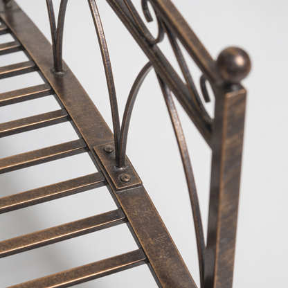 3.3 ft Arched Metal Garden Bridge with Handrails, Bronze
