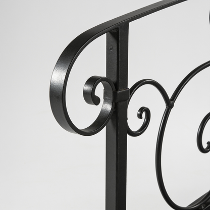 6 ft Arched Metal Garden Bridge with Side Rails, Black