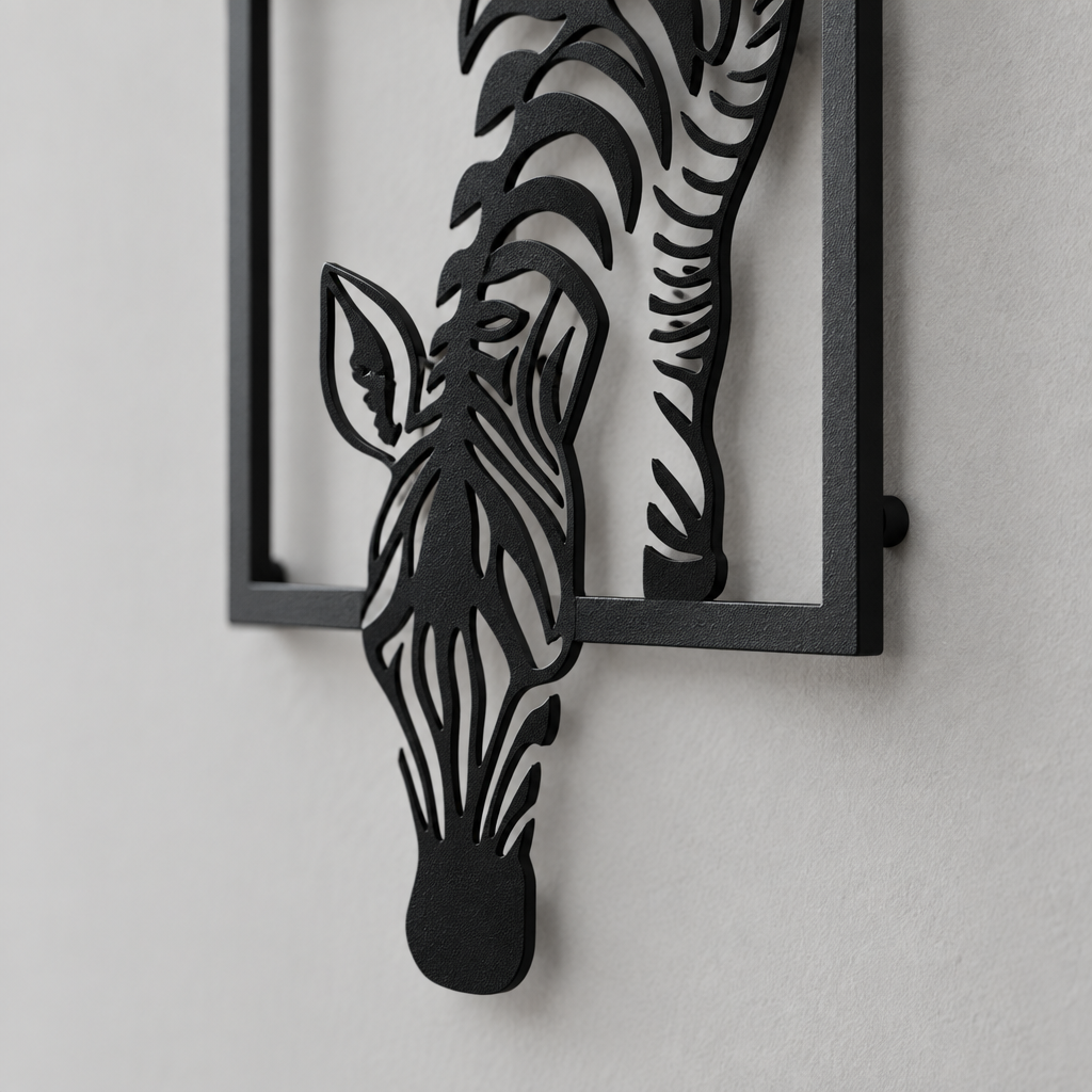 Zebra Metal Wall Art, Minimalist Wall Sculpture
