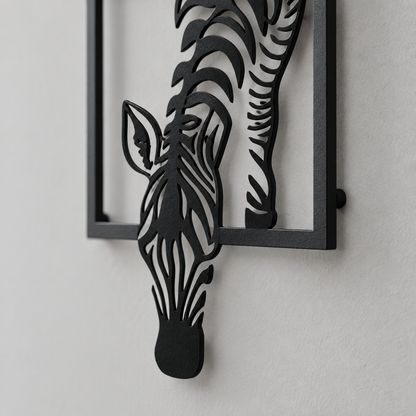 Zebra Metal Wall Art, Minimalist Wall Sculpture
