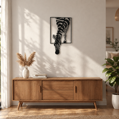 Zebra Metal Wall Art, Minimalist Wall Sculpture
