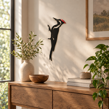 Metal Woodpecker Silhouette Wall Art for Garden and Patio