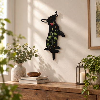 Metal Rabbit Garden Stake and Wall Sculpture