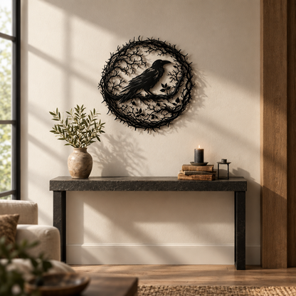 Black Metal Crow Wall Art, Iron Bird Silhouette