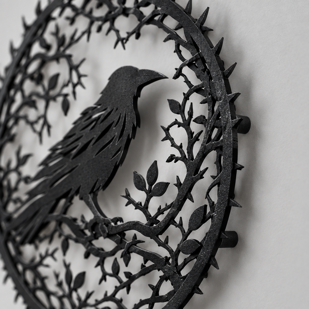 Black Metal Crow Wall Art, Iron Bird Silhouette