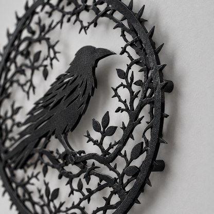 Black Metal Crow Wall Art, Iron Bird Silhouette