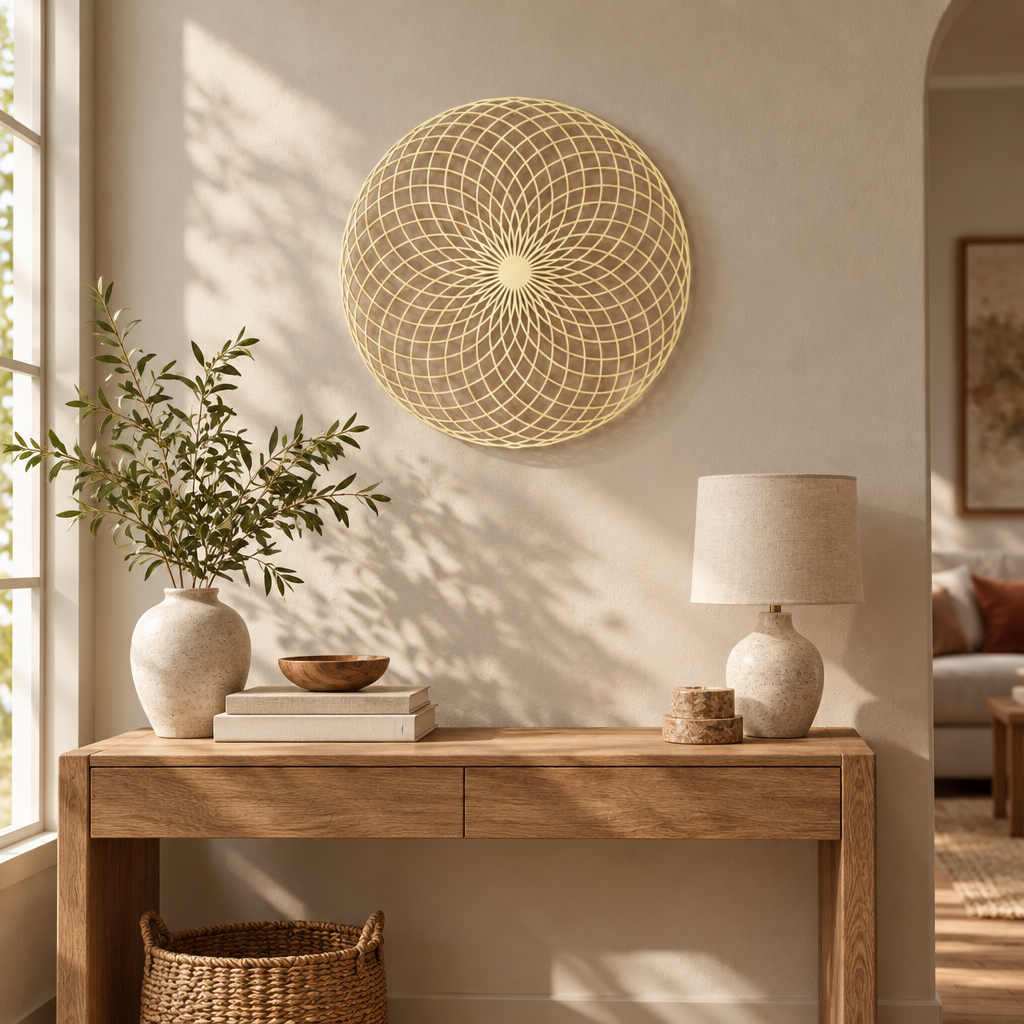 Sacred Geometry Metal Wall Art, Yantra Mandala Sculpture