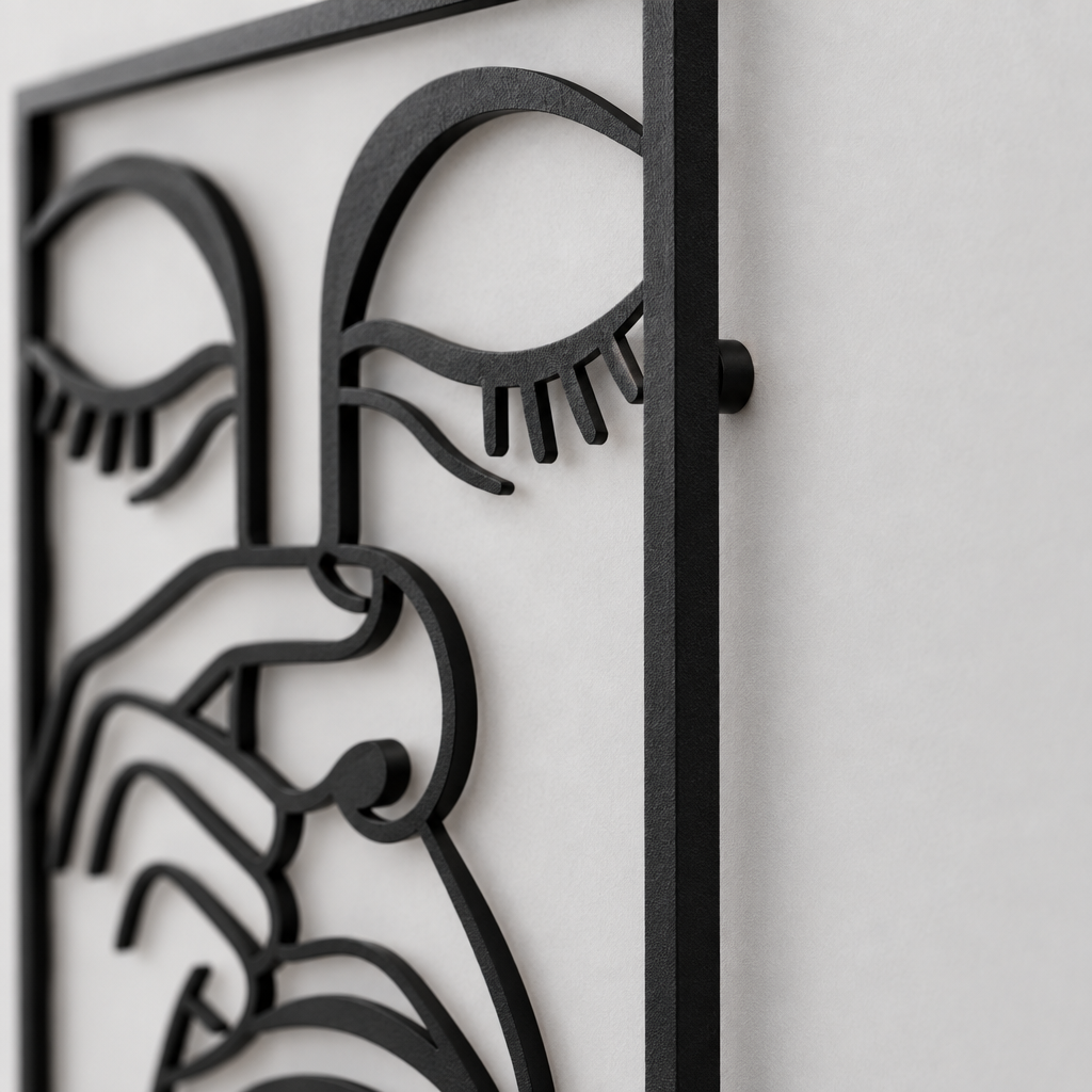 Nose-Pinch Metal Wall Sculpture, Single Piece Iron Art