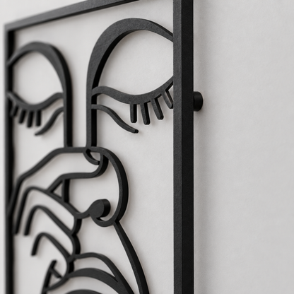 Nose-Pinch Metal Wall Sculpture, Single Piece Iron Art