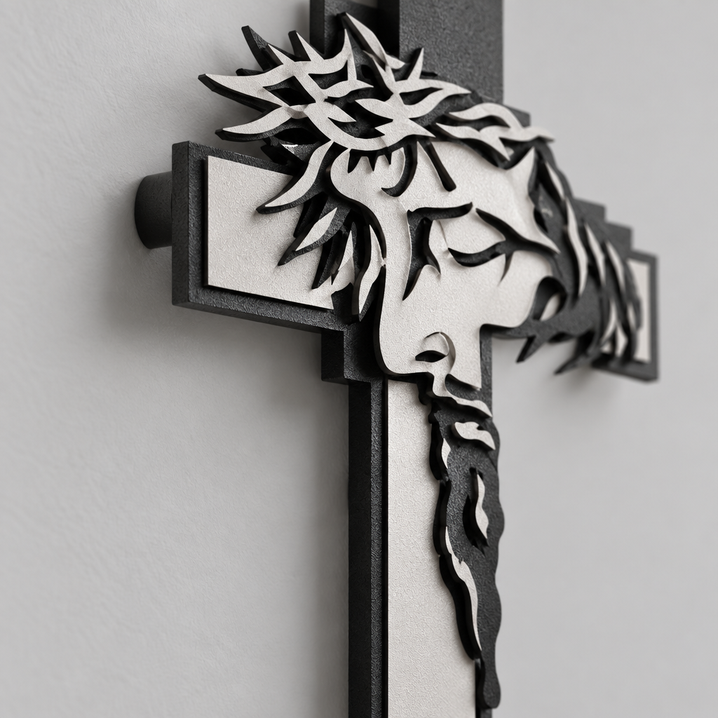 Wrought Iron Cross Wall Art with Fall Leaf Motifs