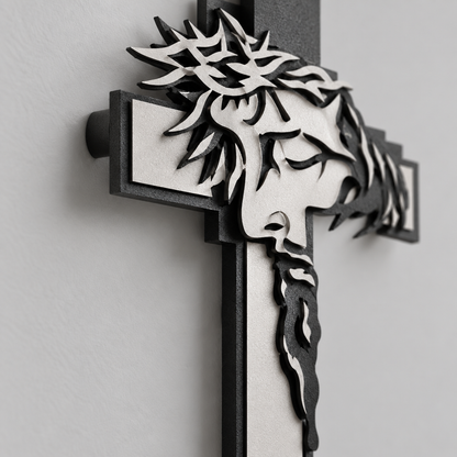 Wrought Iron Cross Wall Art with Fall Leaf Motifs
