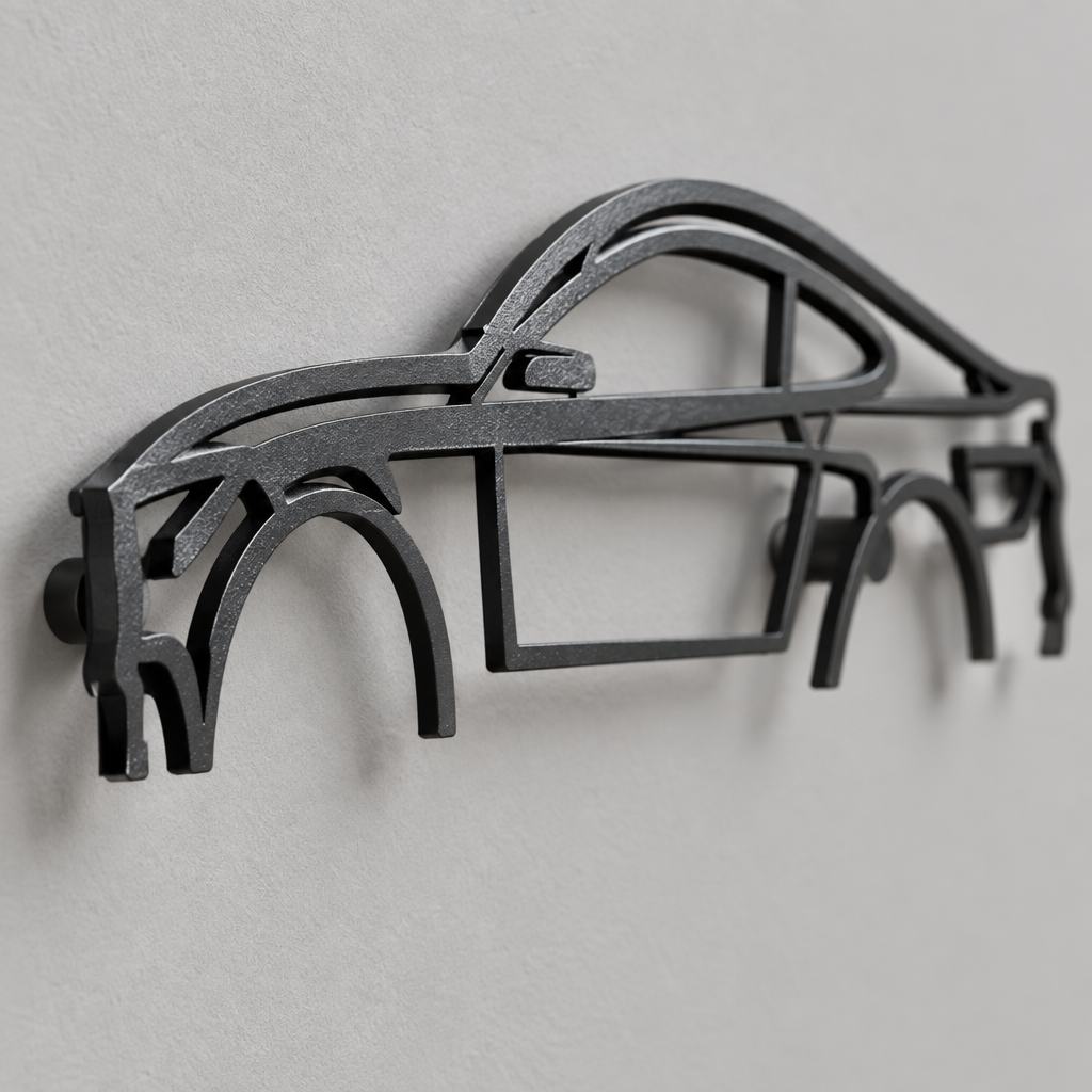 Sports Car Metal Wall Art, Style 3, Laser Cut Iron