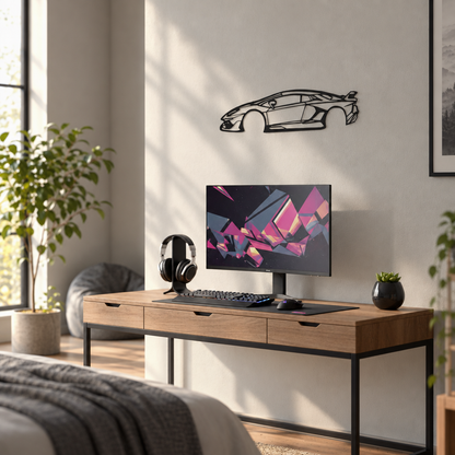 Sports Car Metal Wall Art, Style 2, Laser Cut Iron