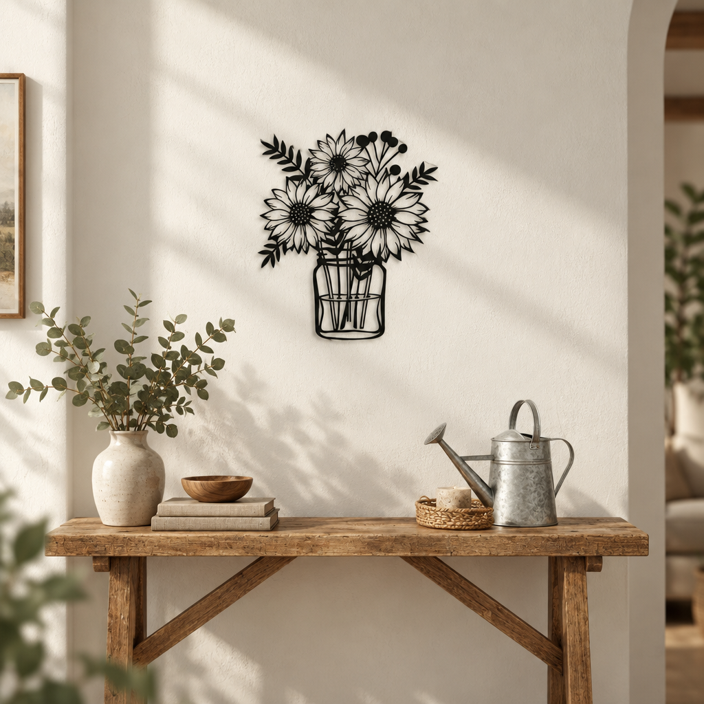 Sunflower Metal Wall Art, Handcrafted Iron Sculpture