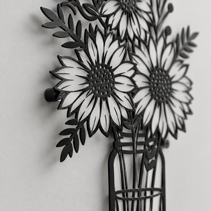 Sunflower Metal Wall Art, Handcrafted Iron Sculpture