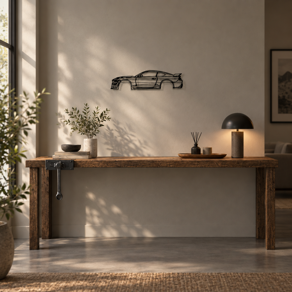 Sports Car Silhouette Metal Wall Art, Laser Cut Iron