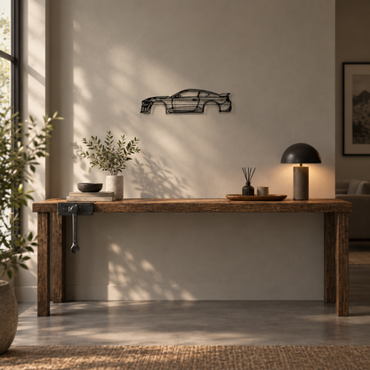 Sports Car Silhouette Metal Wall Art, Laser Cut Iron