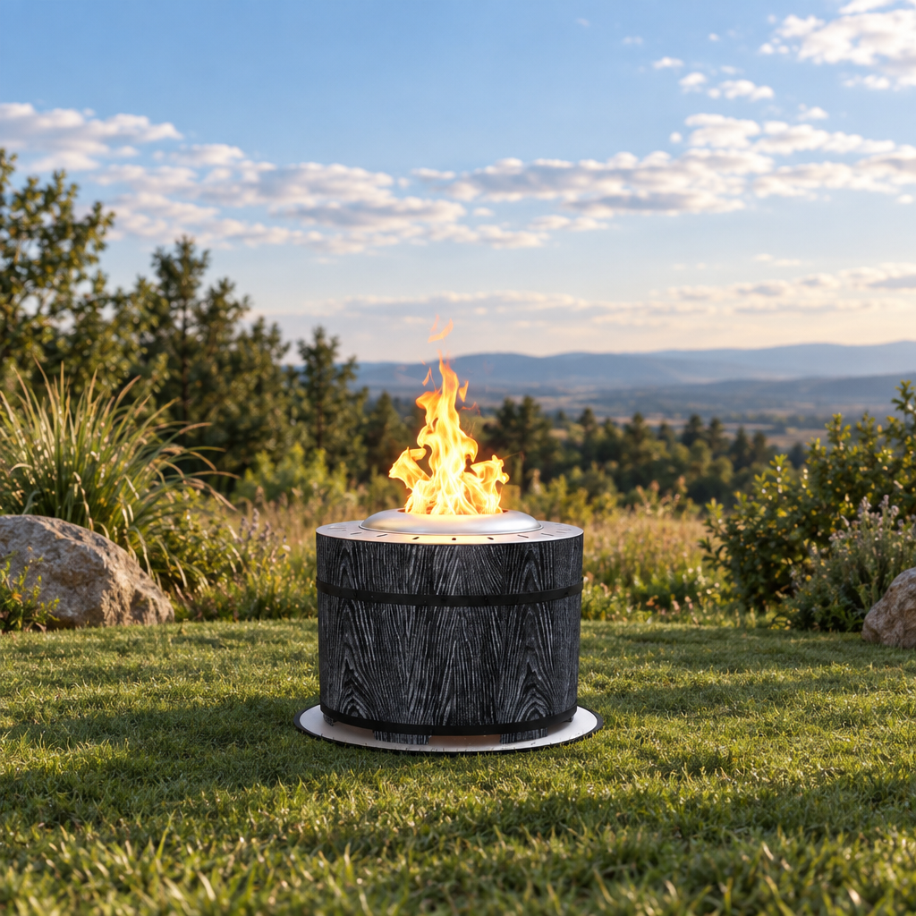 Fire Pit, 20.5 in Wood Burning Bonfire, Black