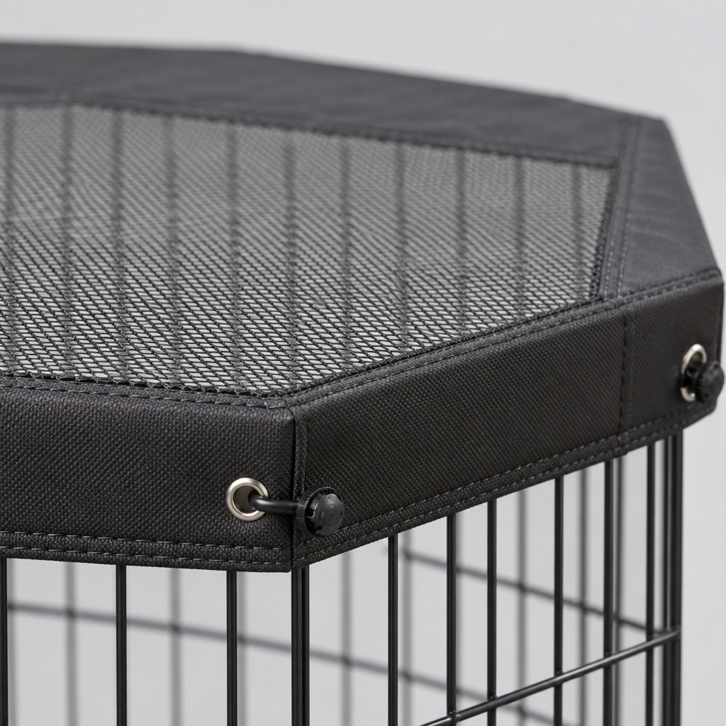 8 Panel Metal Dog Playpen, 63 in, Cover and Floor Pad