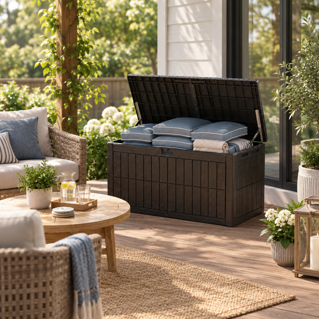 100 Gallon Resin Outdoor Deck Box, Black