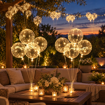 10 Pack Clear Bubble LED Balloons with String Lights