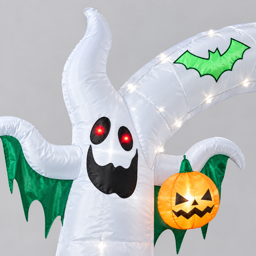 12 ft Inflatable Ghost and Bat Yard Decor with Lights